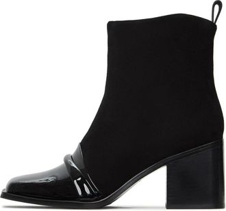 Cesare Gaspari Patent Teen Su&egrave;de Enkellaars - Dames - Laarzen met Hak - Zwart - 39 EU - Su&egrave;de - Schoenen