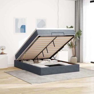 vidaXL Estructura Cama Otomana Con Colch&oacute;n Gris Oscuro 140x200cm Vidaxl