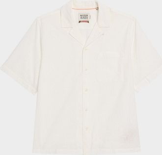 Scotch & Soda Mens Embroidered Camp Shirt
