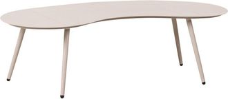 Beliani Mesa De Centro De Jard&iacute;n De Aluminio 130 X 65 Cm Resistente A Los Rayos Uv Y Al Agua Forma De Ri&ntilde;&oacute;n Beige Parori