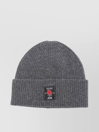 Msgm ribbed beanie rose patch