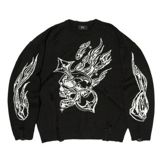 Thug Club Chrome Skull Knit Sweater Black TC26KN0602