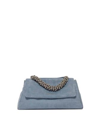 Orciani Sveva Longuette Croc Print Suede Metal Handle