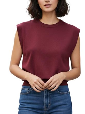 Entro Sleeveless Tee Top In Burgundy