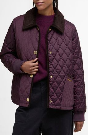 Barbour Marla Quilted Jacket in Black Cherry/dark Brown//muted Tartan at Nordstrom, Size 14 Us