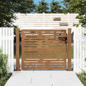 Berkfield Home Garden Gate 105x105 cm Corten Steel Square Design in Brown