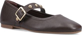 Hush Puppies Charlene Stud Ballerina Lederen Dames Chocolade Ballerinas