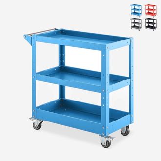 Stark Carrito De Herramientas De Metal Con 3 Estantes Y Ruedas Kerey Plus - Azul Marino
