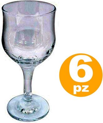 Trade Shop Trade Shop - Set 6pz Calici Tulipe Vetro 20cl Trasparente Bicchieri Acqua Vino Rosso Bianco