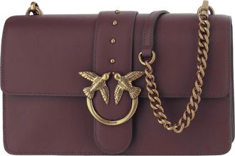 Pinko Dark Red Love One Classic Leather Shoulder Bag