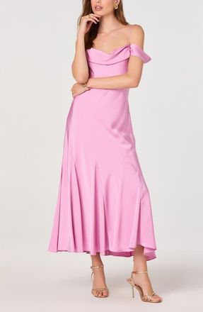 ASTR the Label Araxie Cold Shoulder Satin Midi Dress in Pink at Nordstrom, Size X-Small
