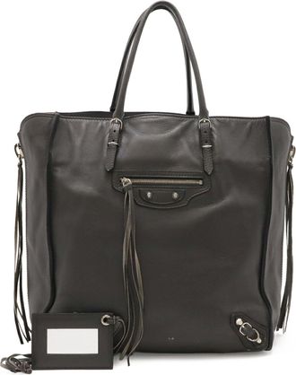 Balenciaga Paper Gray Leather Handbag Tote Bag (Pre-Owned)