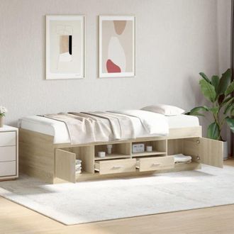 vidaXL Sofá cama con cajones sin colchón roble Sonoma 90x190 cm Vidaxl