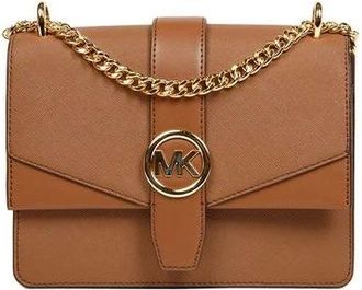 Michael Kors Tassen, Dames, Bruin, ONE Size, Leer, Greenwich Small Flap Crossbody Bag