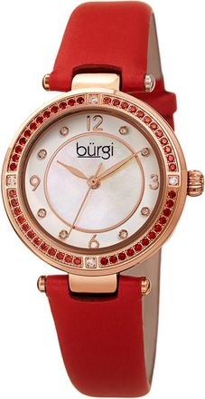 Bürgi Quartz Crystal White Dial Red Satin Ladies Watch BUR251RD