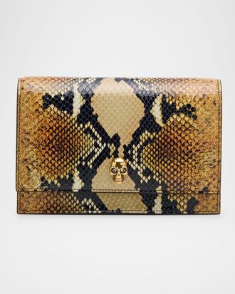 Alexander McQueen Small Skull Python-Embossed Crossbody Bag