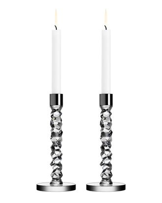 Orrefors Set Of 2 Small Carat Candlesticks