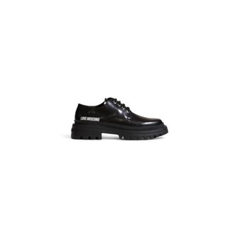 Love Moschino Zwarte Lakleren Lace Up Oxford Schoenen - Dames - Veterschoenen - Zwart - 41 EU - Schoenen