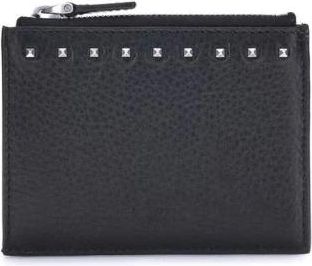 Valentino Garavani Leren kaarthouder met studs en ritsvak - Heren - Portefeuilles - Zwart - ONE Size - Leer - Accessoires