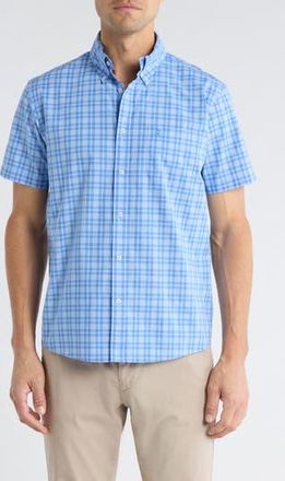 Brooks Brothers Seasonal Patterns Check Short Sleeve Button Front Shirt in Ultramarinepld at Nordstrom Rack, Size Xx-Large