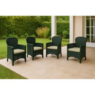 Dmora Conjunto De 4 Sillas De Exterior Como, Asiento De Jard&iacute;n, Para Interior O Exterior, Con Reposabrazos, Fabricado En Italia, 59x57 H86 Cm, Antracita - D