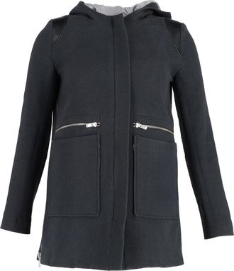 Maje Full Zip Hooded Jacket in Navy Cotton