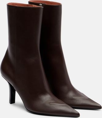 Amina Muaddi Christine 80 leather ankle boots