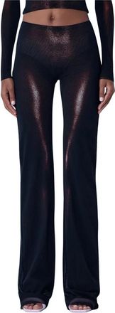 Jean Paul Gaultier Mesh Body Dust Print Broek - Dames - Wijde Broeken - Zwart - M - Broeken