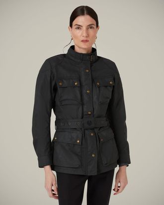 Belstaff Trialmaster Motorcycle Icon Jacket Womens Waxed Cotton Black Size UK 4