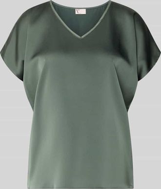 Vera Mont Blusenshirt aus Satin mit V-Ausschnitt in Gruen, Gr&ouml;&szlig;e 36