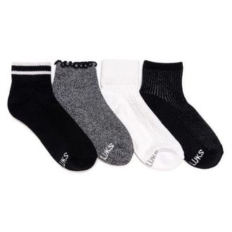Muk Luks Dream Step Mini Crew Socks, 4 Pair Pack in Ebony at Nordstrom
