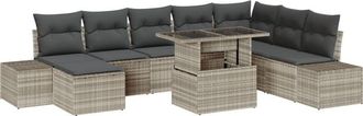 vidaXL Garden Sofa Set with Cushion 9 pcs Light grey Vidaxl