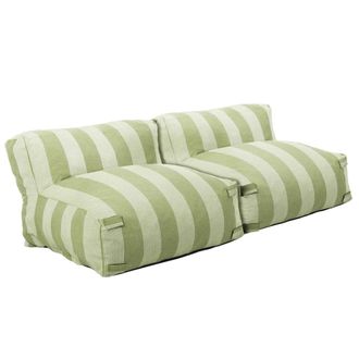 Oviala Conjunto modular de jard&iacute;n con 2 sillones a rayas en verde cactus