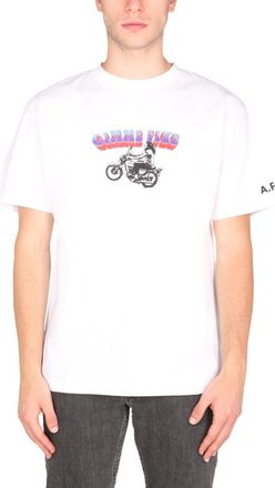 A.P.C. White Graphic Crew Neck T-Shirt