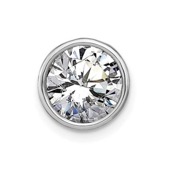 Diamond2Deal 14k White Gold Round Bezel Moissanite Chain Slide Pendant