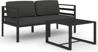 vidaXL Vidaxl - Set Muebles De Jard&iacute;n 3 Pzas Y Cojines Aluminio Gris Antracita