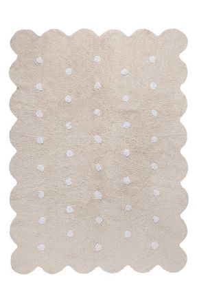Lorena Canals Biscuit Polka Dot Washable Cotton Blend Rug in Beige at Nordstrom