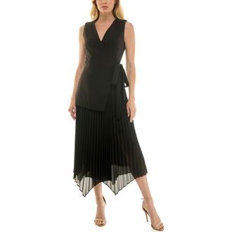 Socialite Mixed Media Pleated Dress in Black at Nordstrom Rack, Size X-Small