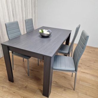 Kosy Koala Kosy Koala - Dining Table and 4 Chairs Black Dark Grey Leather Grey Chairs Wood Dining Set Furniture