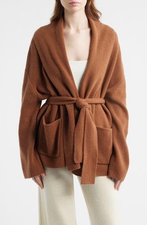 House of CB Madison Wool Drape Cardigan in Chestnut at Nordstrom, Size X-Large
