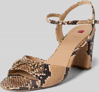 H&ouml;gl Sandaletten aus echtem Leder in Allover-Animal-Print in Cognac, Gr&ouml;&szlig;e 37