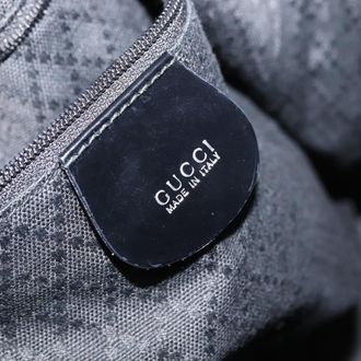 Gucci Vintage Bamboo Handle Open Hobo Nylon Black Nylon Handbag (Pre-Owned)