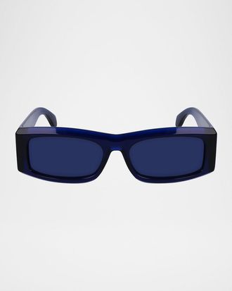 Ferragamo Men & apos;s Classic Logo Acetate Rectangle Sunglasses, 57mm