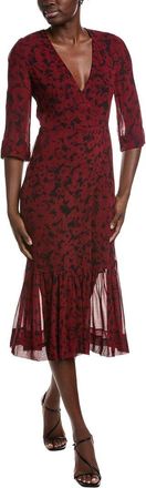 Ganni Printed Light Georgette Wrap Midi Dress