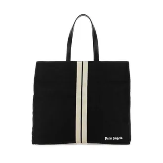 Palm Angels Black Canvas Shopping Bag Blackoff Borse A Mano