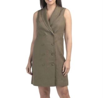 Elie Tahari Linen Dress In Olive