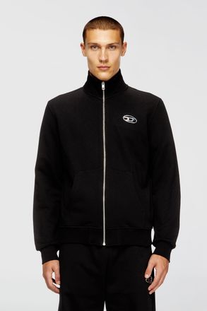 Diesel Zip-up sweatshirt with metallic logo - Sweaters - Man - Black