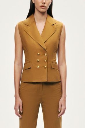 Nocturne Tailored Double-Breasted Vest in Camel at Nordstrom, Size X-Large Eu