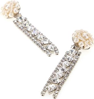 Alessandra Rich Womens Embellished Metal Earrings Pearlcrysilver Orecchini
