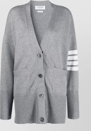 Thom Browne fine-knit oversized v-neck wool cardigan